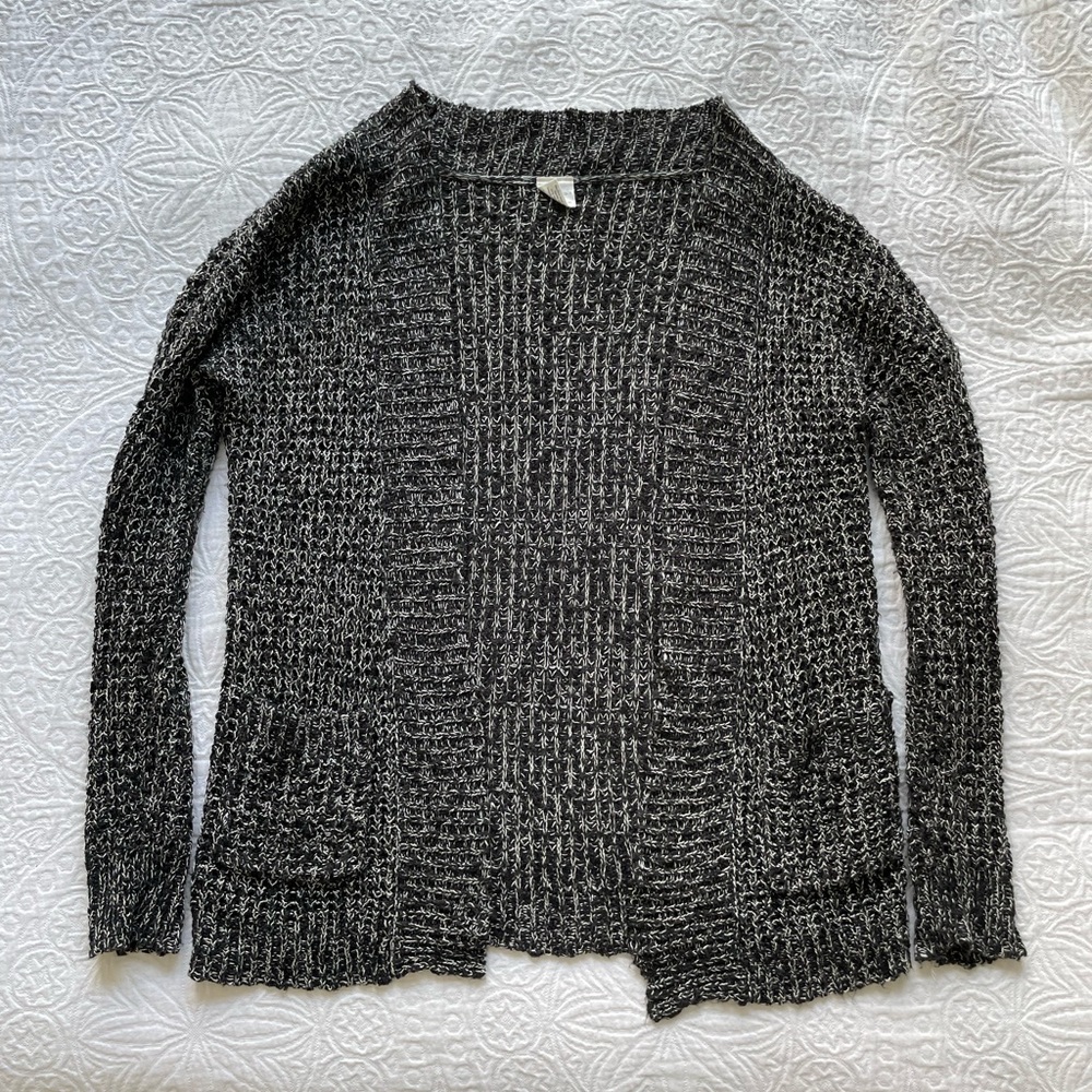 Black & a white knit cardigan with pockets